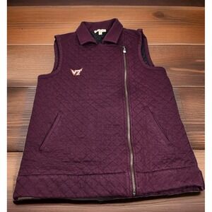 Virginia Tech VT Hokies Quilted Full  Side Zip‎ Vest Womens S Maroon Embroidered